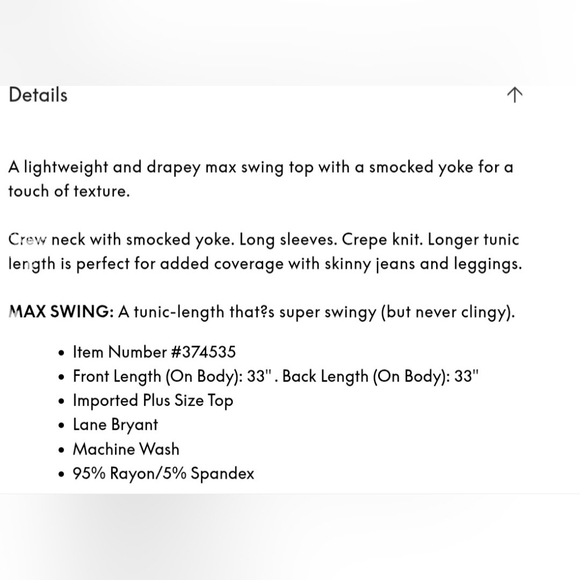 Lane Bryant Smocked Yoke Max Swing Purple Women's Tunic Top Drapey 26-28 - Picture 16 of 16